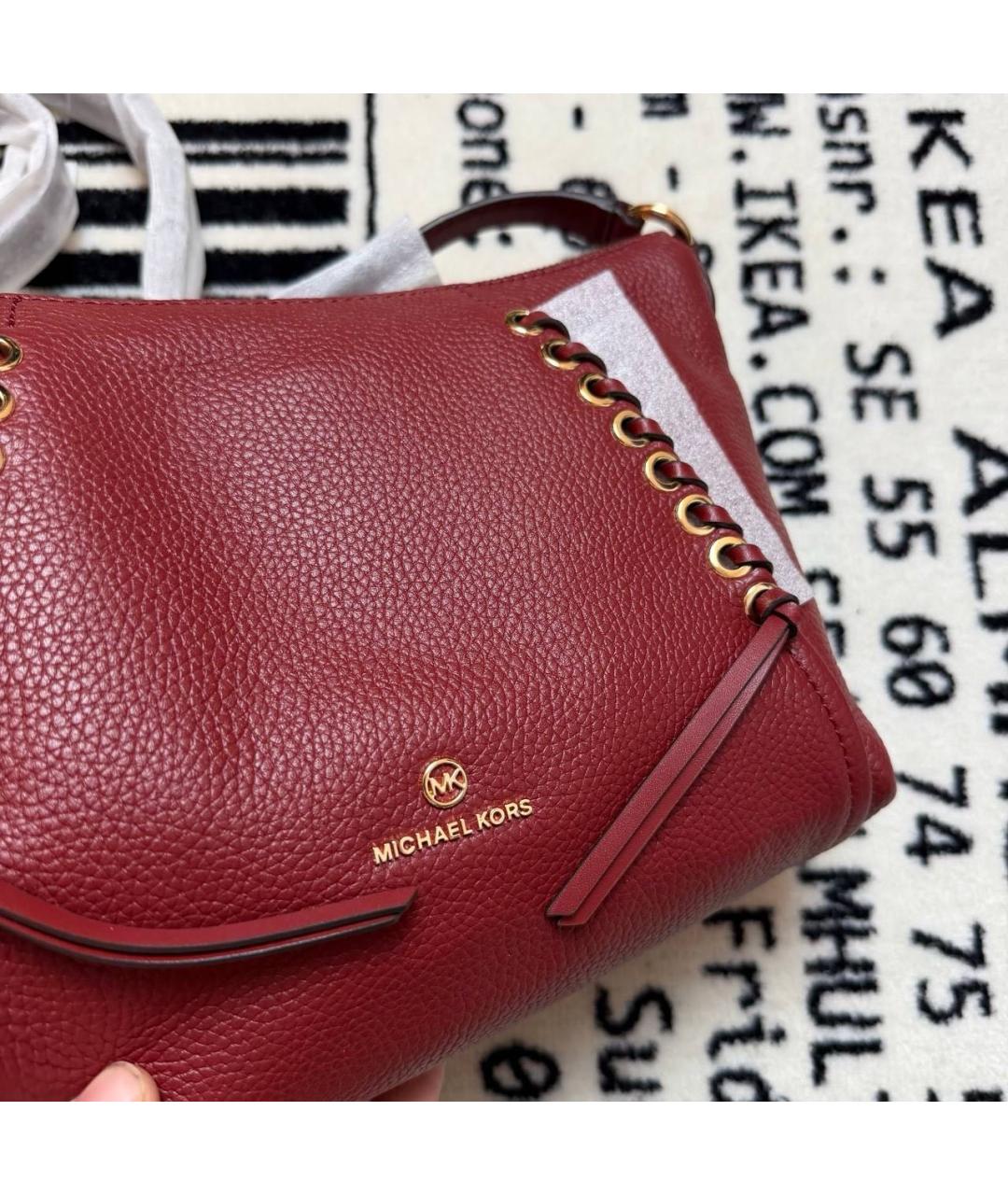 MICHAEL KORS Бордовая кожаная сумка через плечо, фото 2