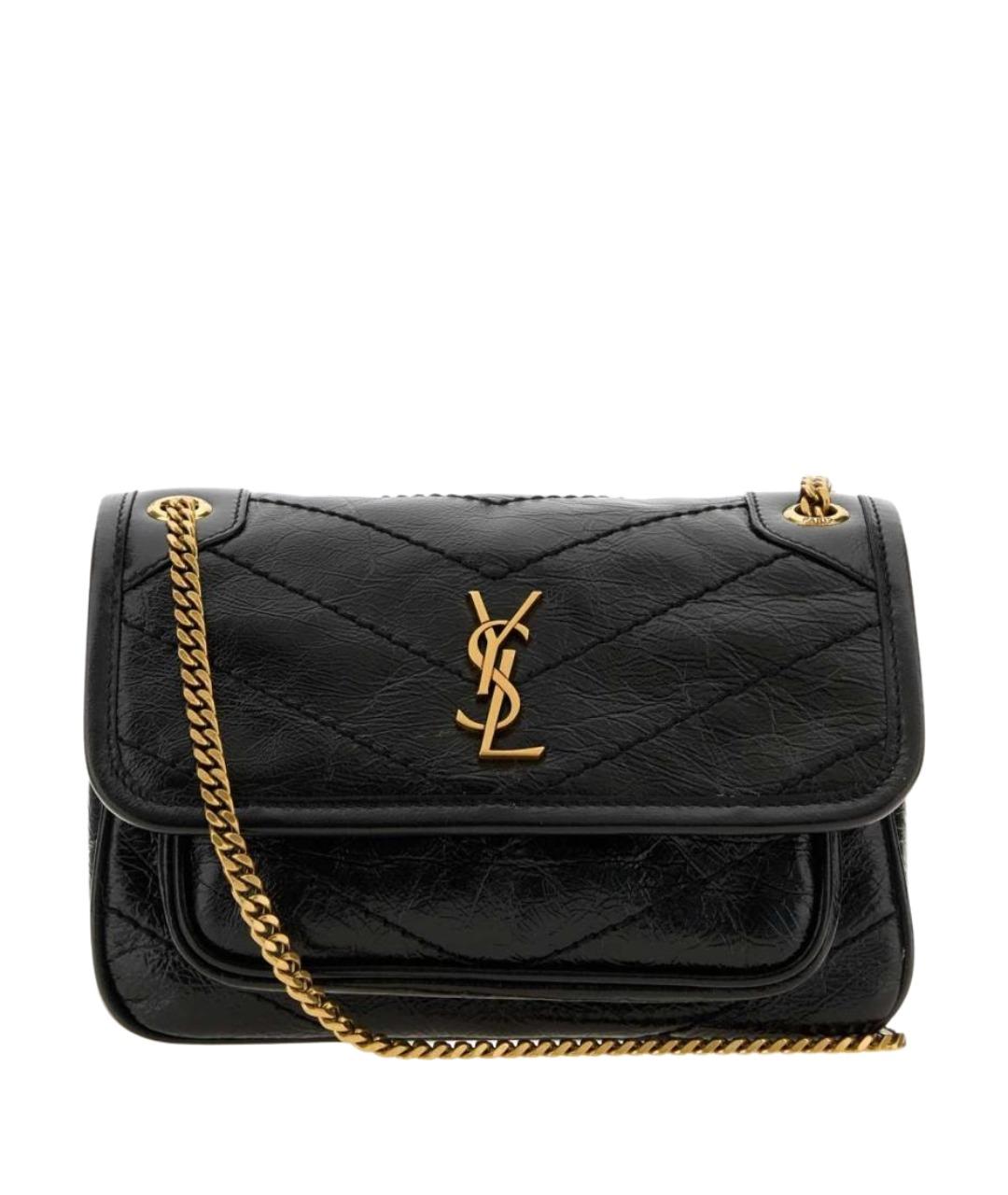 SAINT LAURENT Черная кожаная сумка через плечо, фото 1