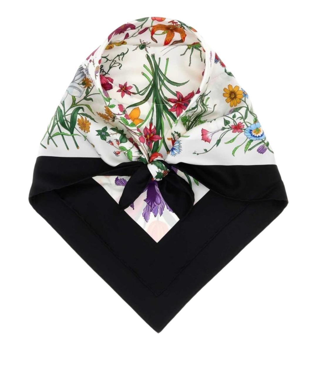 GUCCI Белый шелковый шарф, фото 1