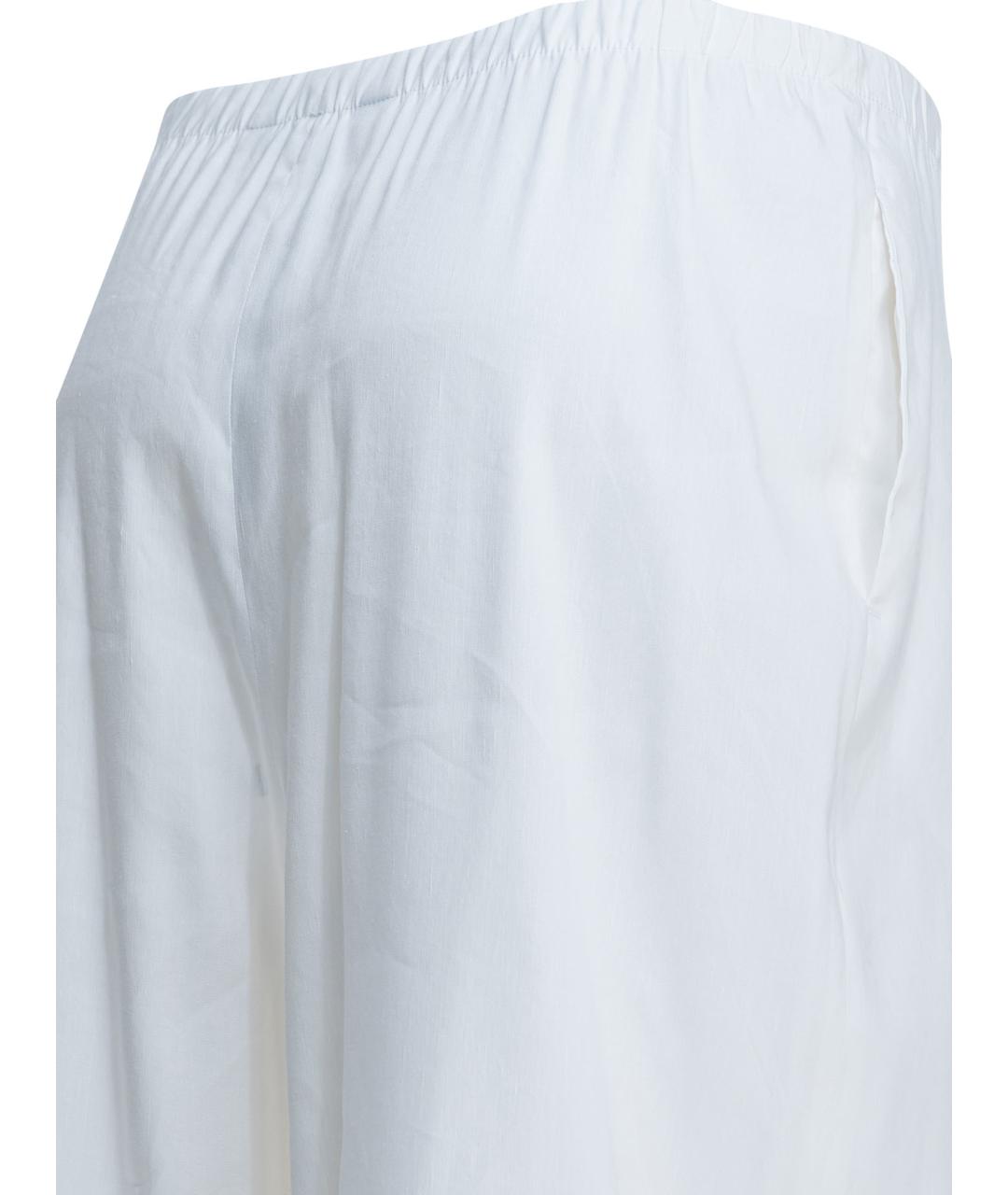 MAX MARA Белые льняные прямые брюки, фото 4