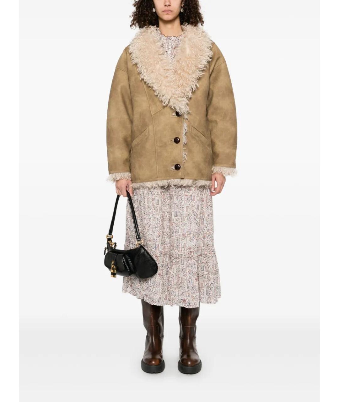 ISABEL MARANT Бежевая полиэстеровая дубленка, фото 3