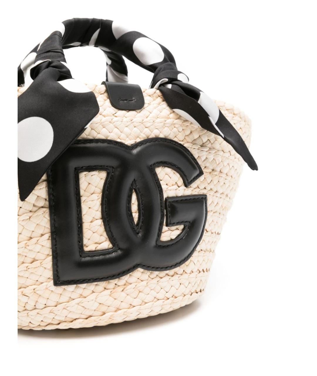 DOLCE&GABBANA Бежевая пелетеная сумка тоут, фото 4