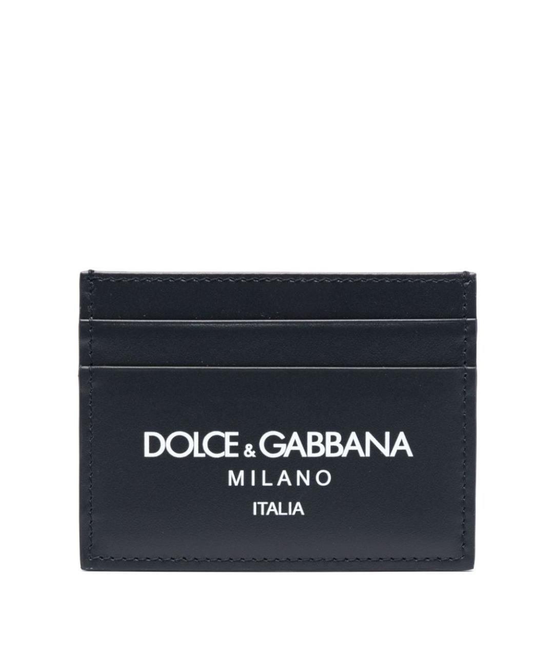 DOLCE&GABBANA Темно-синий кожаный кардхолдер, фото 1