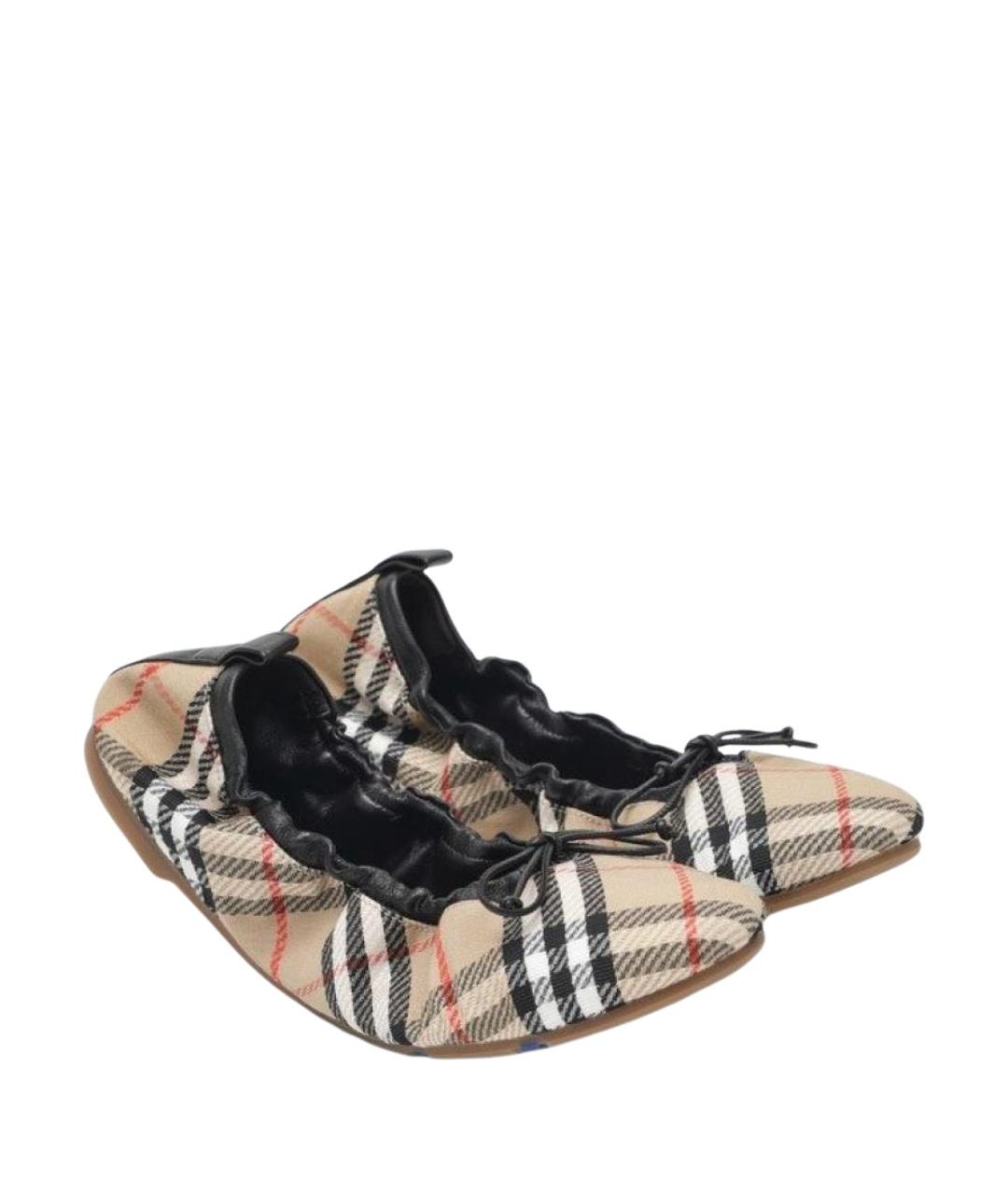 BURBERRY Бежевые синтетические балетки, фото 1