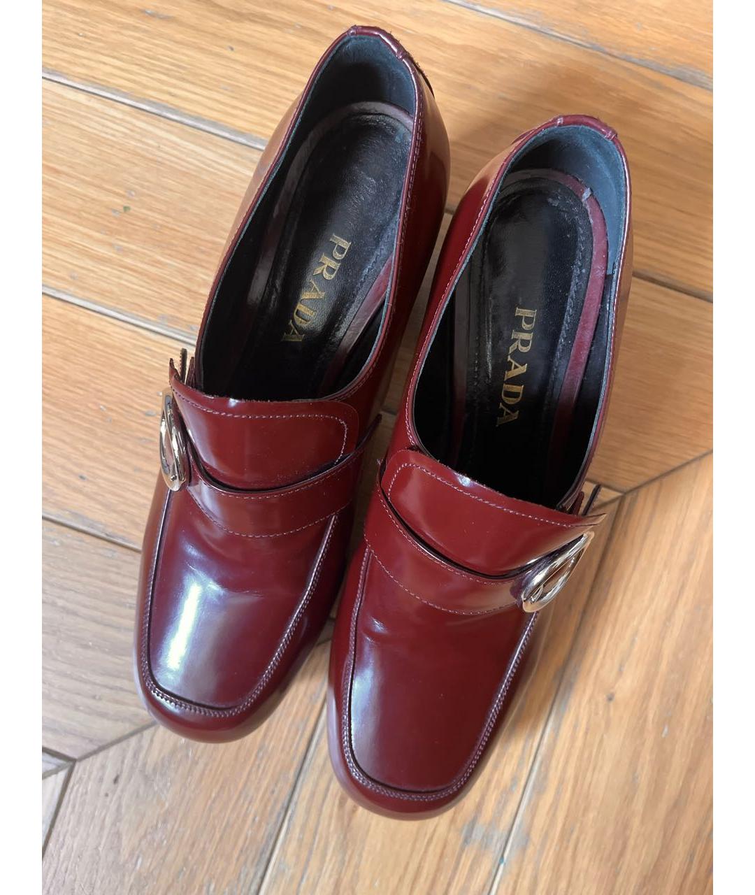 PRADA Бордовые кожаные туфли, фото 2
