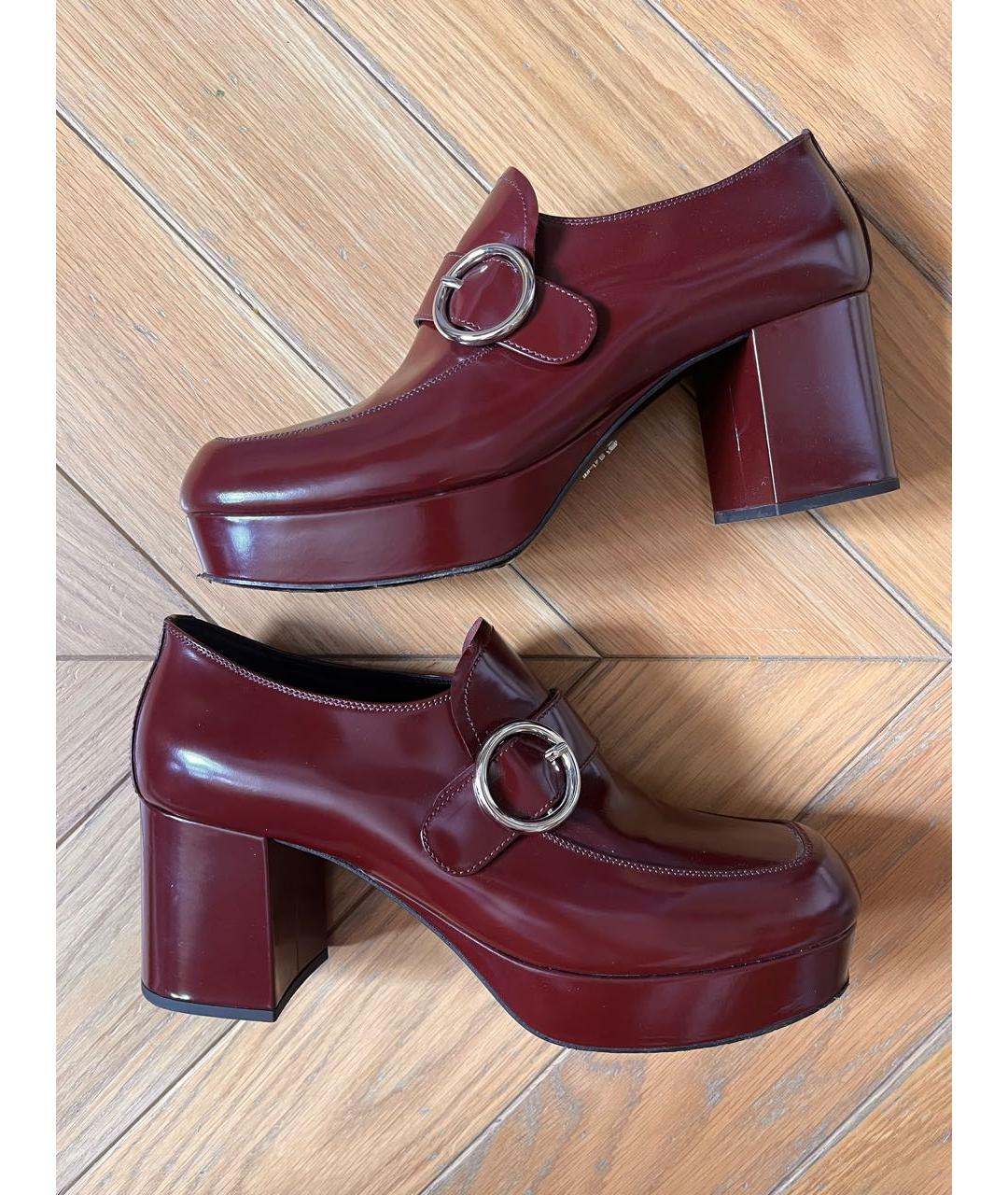PRADA Бордовые кожаные туфли, фото 6