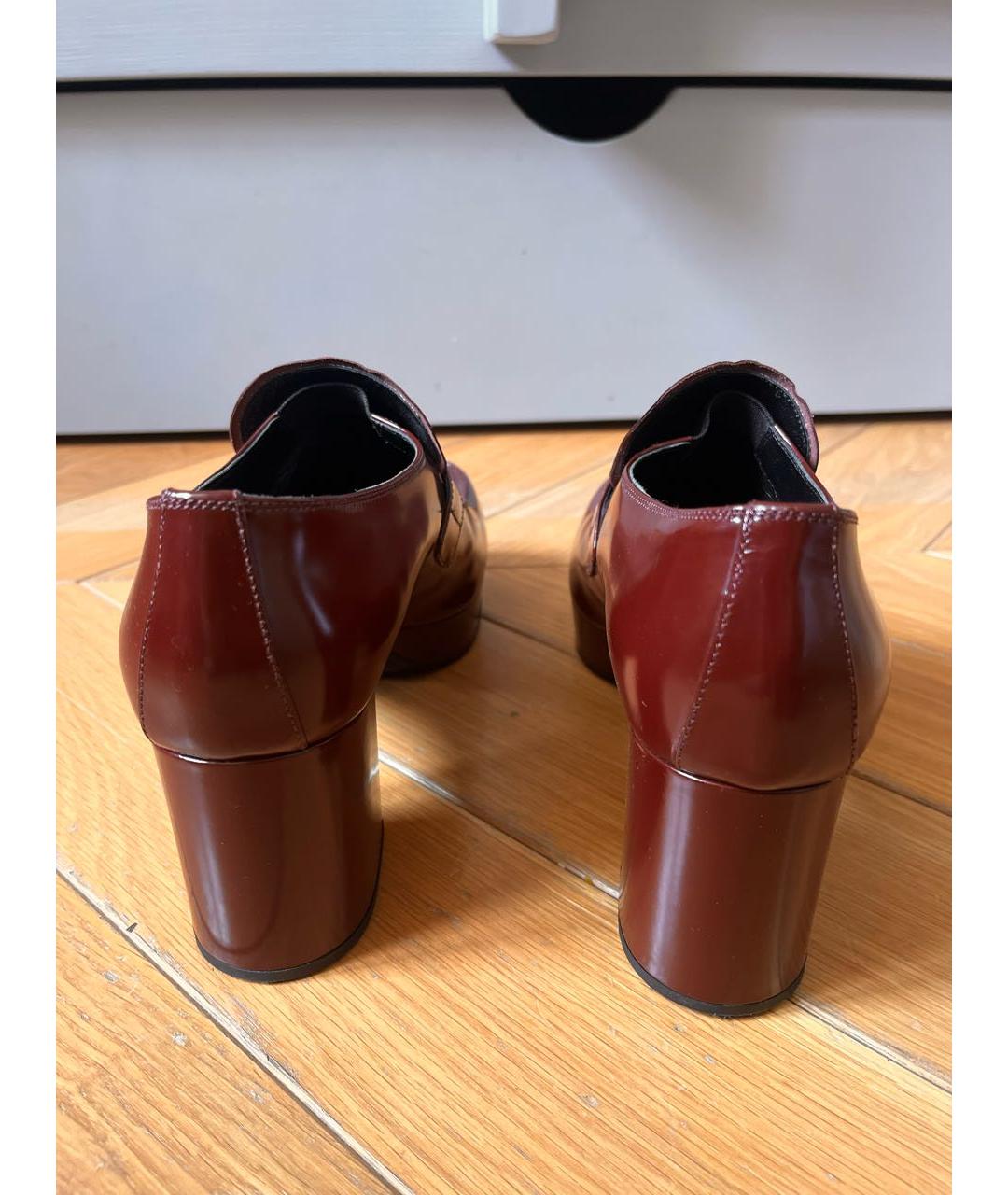 PRADA Бордовые кожаные туфли, фото 4