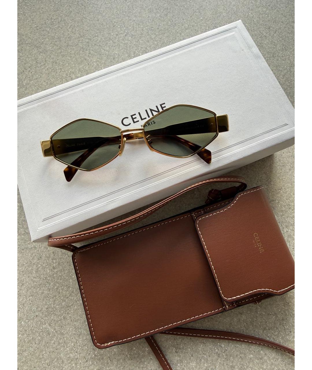 CELINE Золотые металлические солнцезащитные очки, фото 5