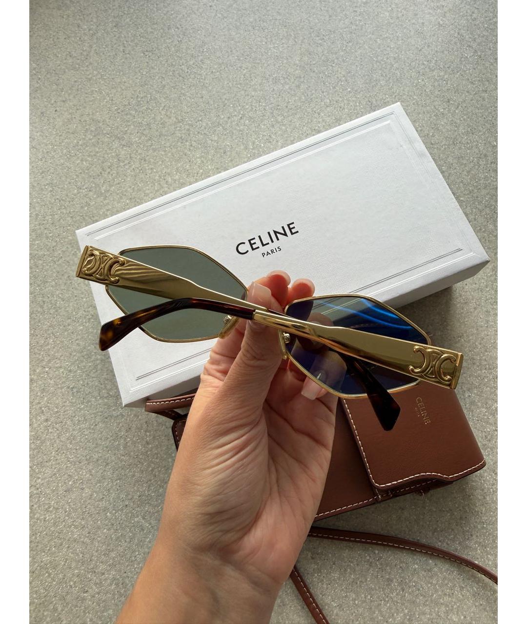 CELINE Золотые металлические солнцезащитные очки, фото 4