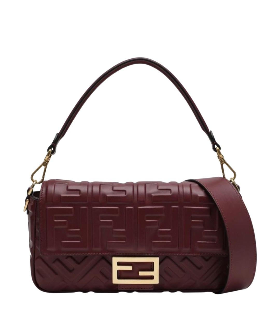 FENDI Бордовая кожаная сумка через плечо, фото 1