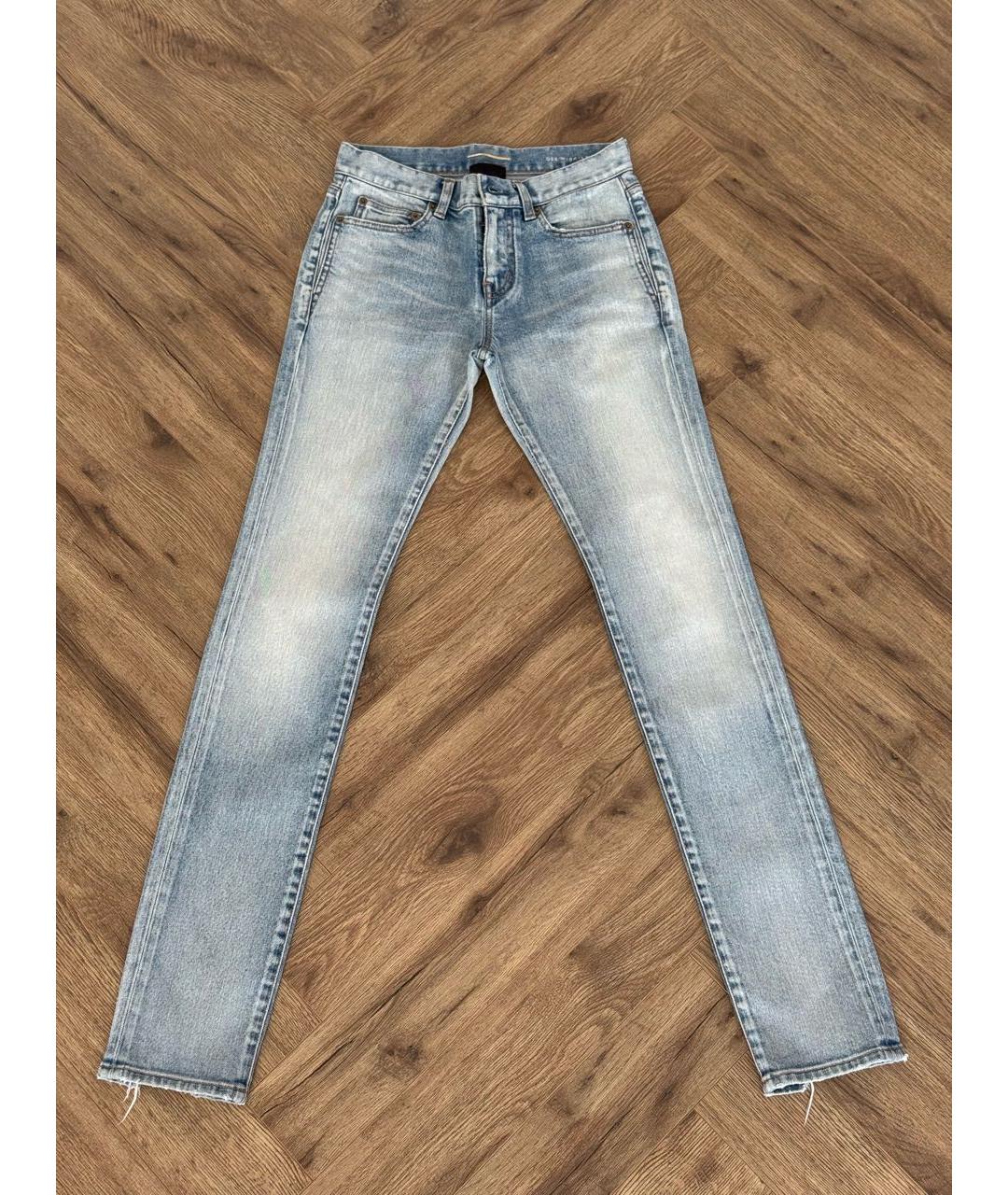 SAINT LAURENT Голубые хлопковые джинсы слим, фото 5