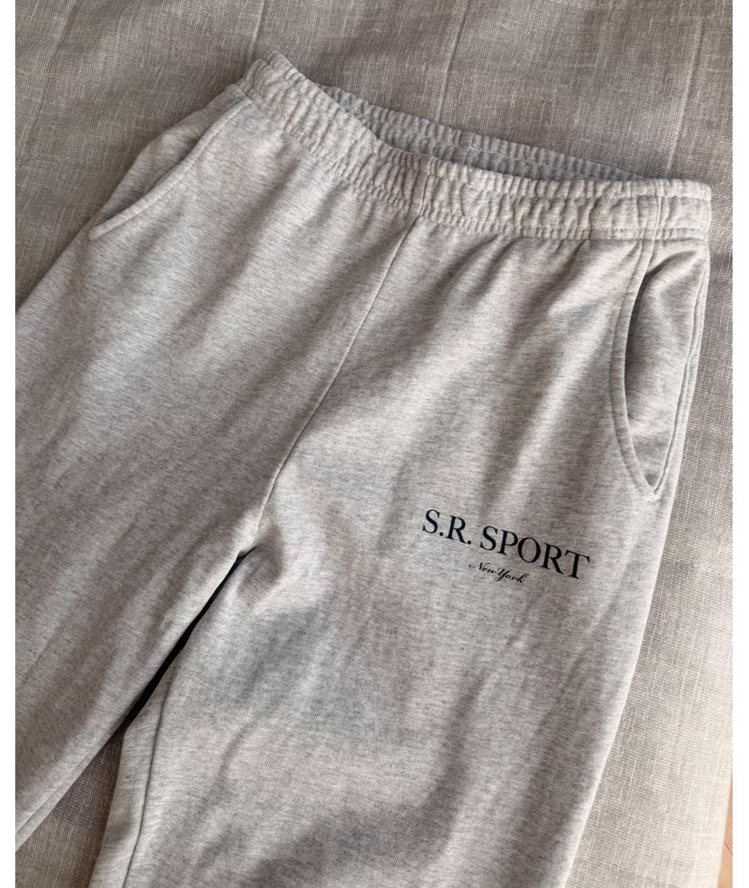 SPORTY AND RICH Серые хлопковые прямые брюки, фото 3