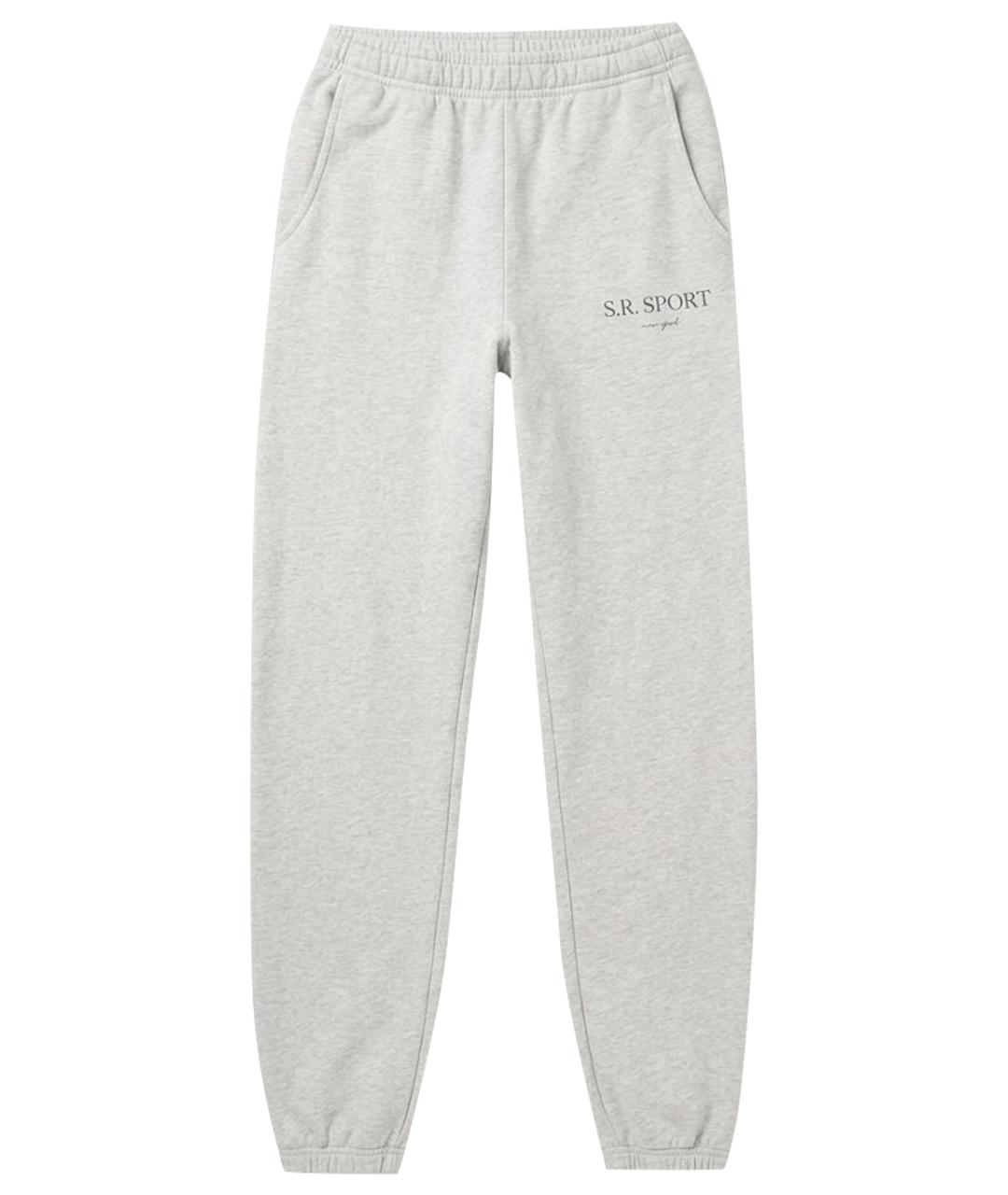 SPORTY AND RICH Серые хлопковые прямые брюки, фото 1