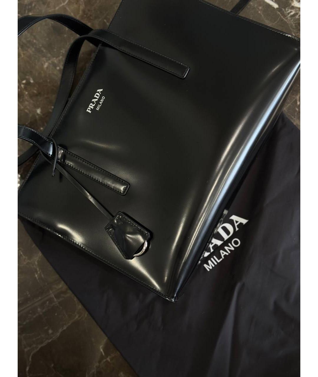 PRADA Черная кожаная сумка тоут, фото 7