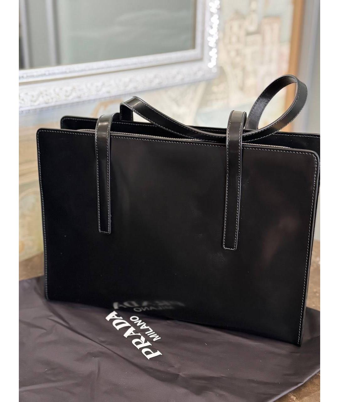 PRADA Черная кожаная сумка тоут, фото 3