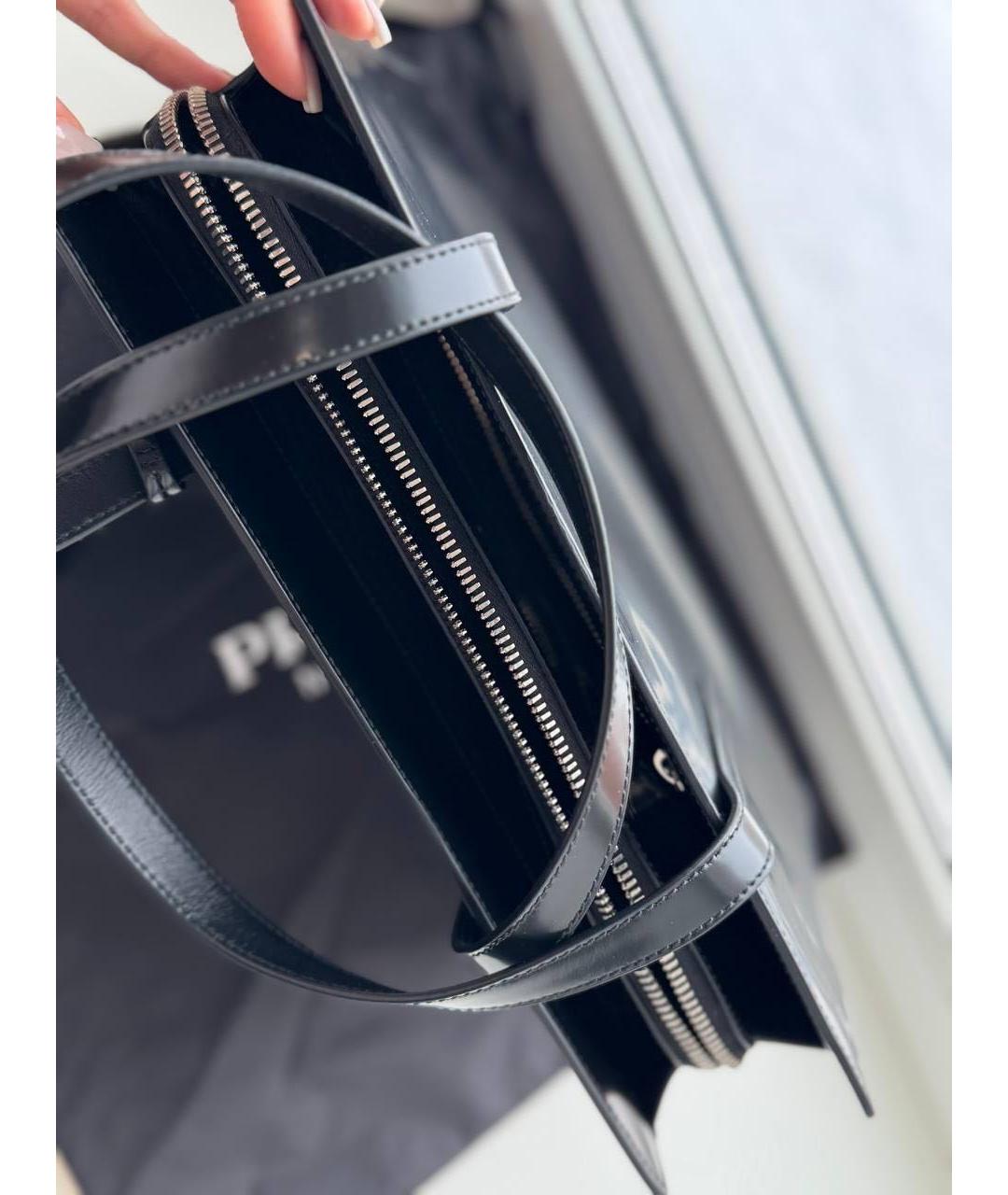 PRADA Черная кожаная сумка тоут, фото 4
