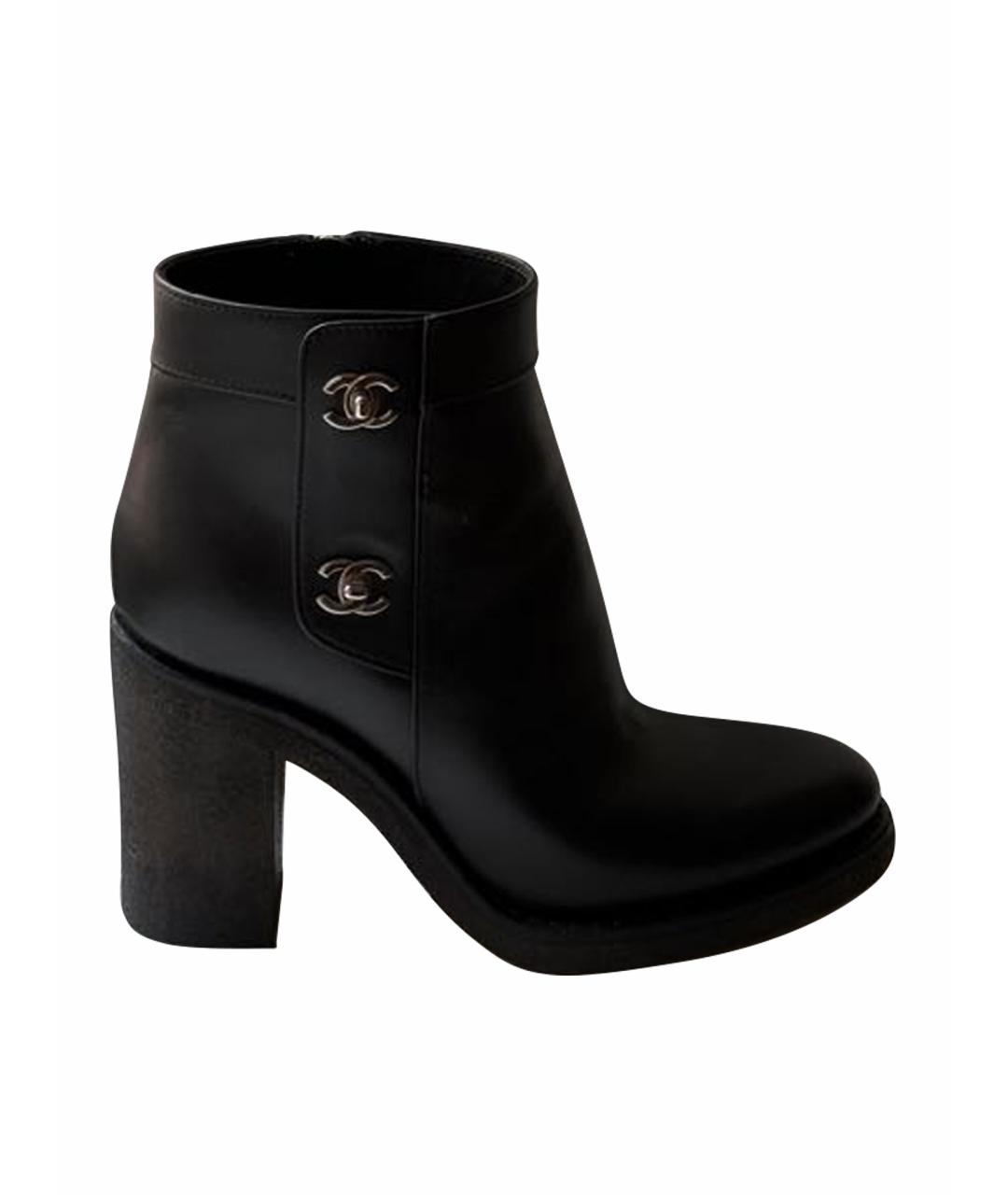 CHANEL Черные кожаные ботильоны, фото 1