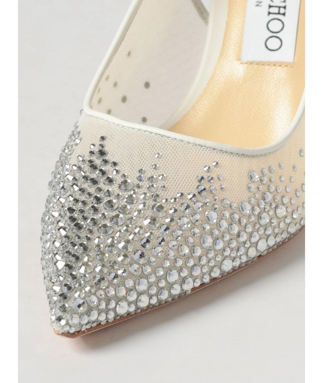 JIMMY CHOO Серебряные текстильные туфли, фото 4