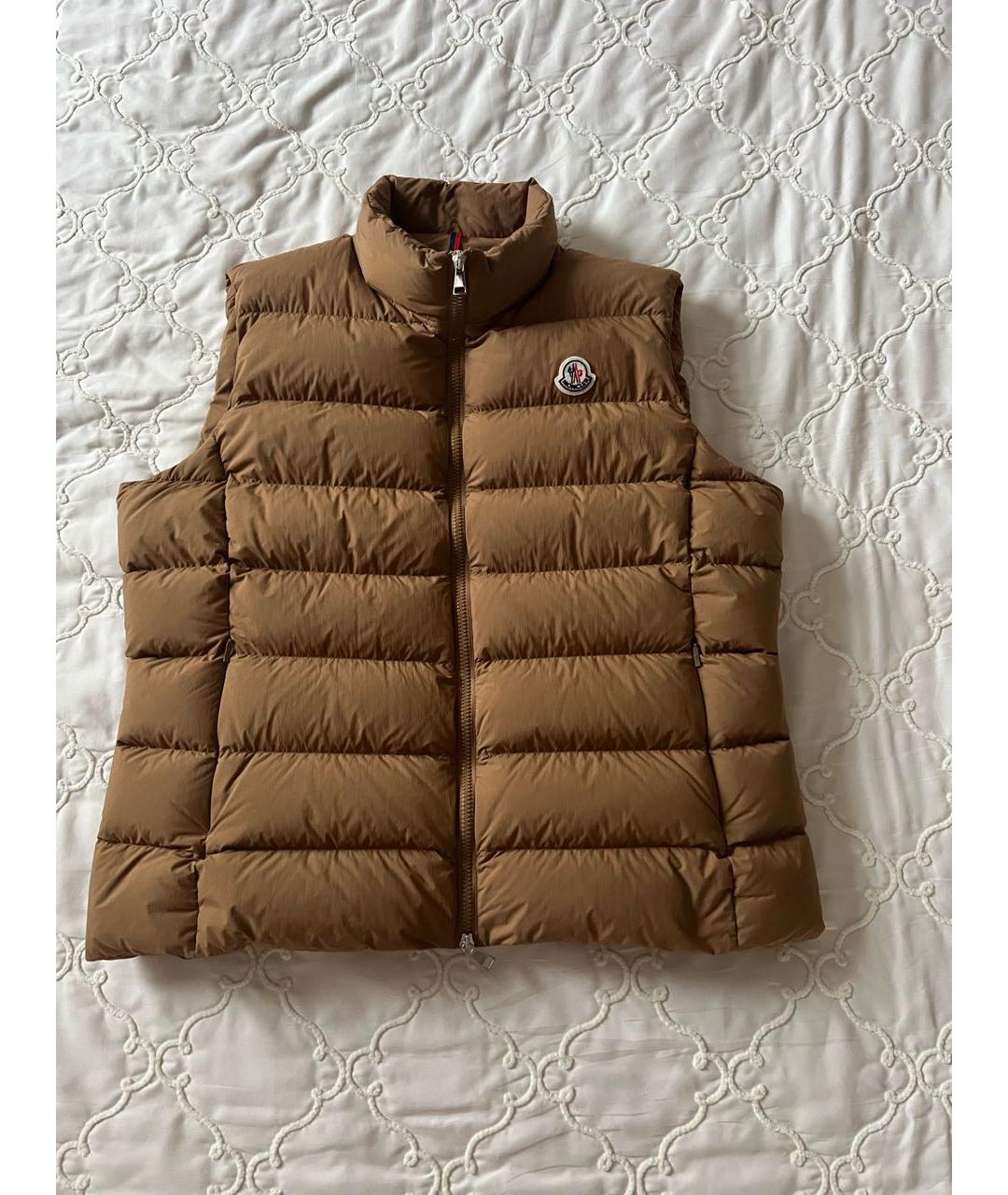 MONCLER Горчичный полиамидовый жилет, фото 7