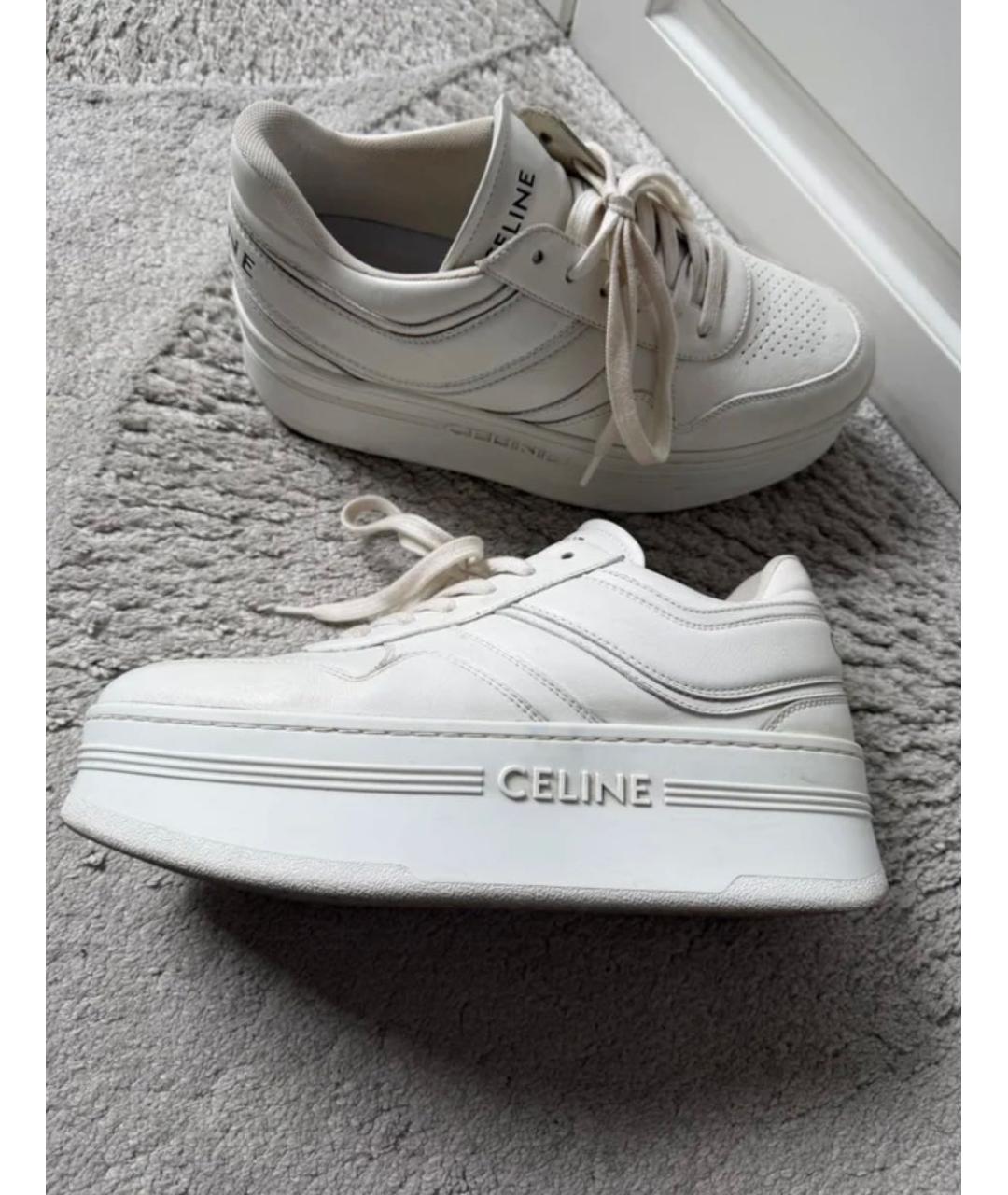 CELINE Белые кожаные кроссовки, фото 3