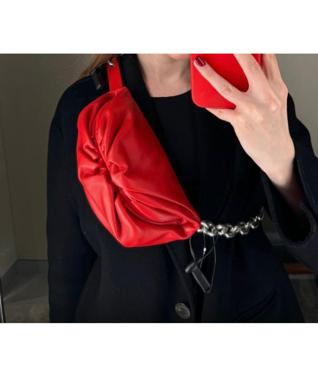 BOTTEGA VENETA Красная кожаная сумка через плечо, фото 2