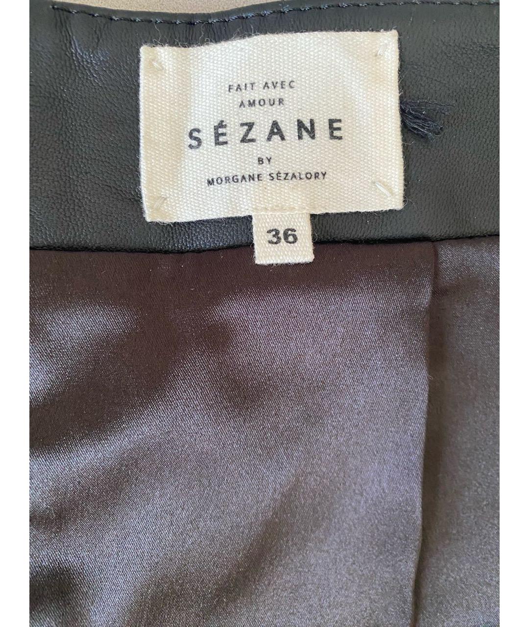 Sezane Черная кожаная юбка мини, фото 6