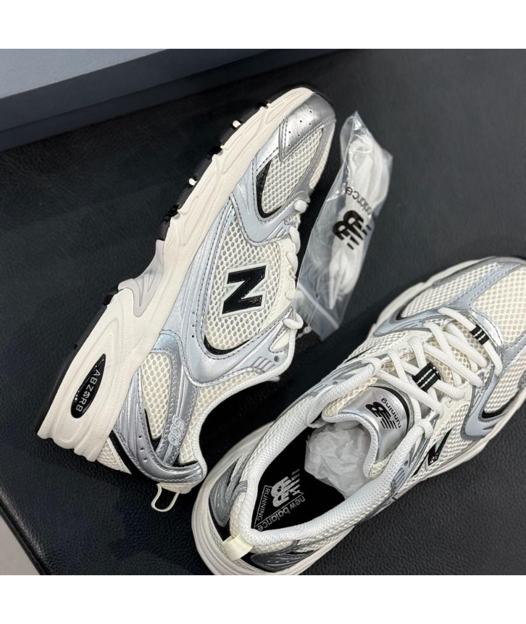 NEW BALANCE Серебряные текстильные низкие кроссовки / кеды, фото 7