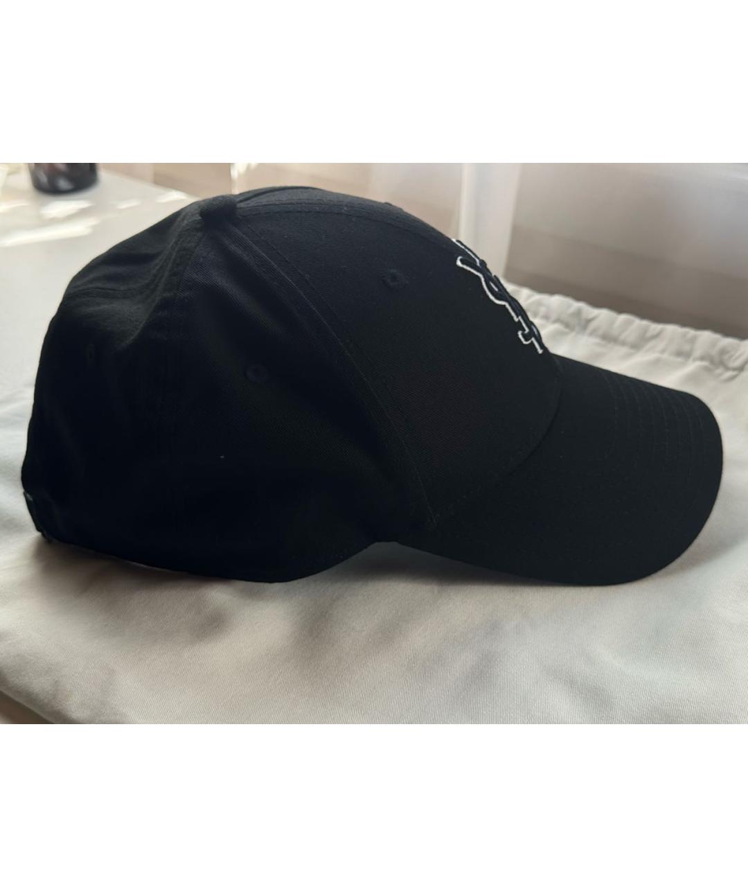 SAINT LAURENT Черная хлопковая кепка, фото 2