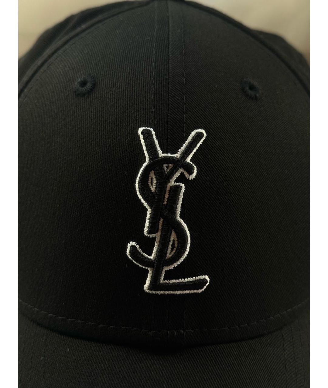 SAINT LAURENT Черная хлопковая кепка, фото 4