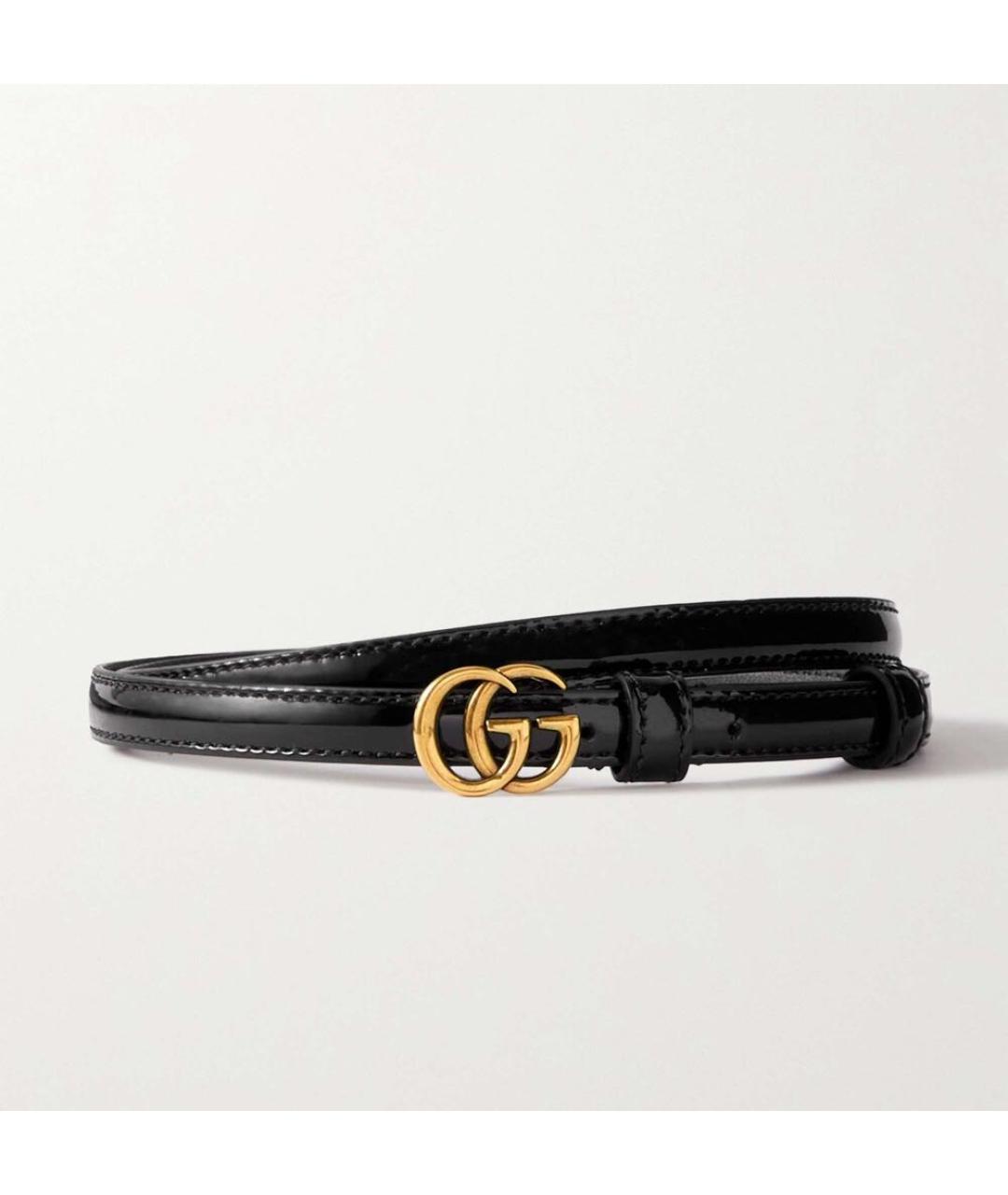 GUCCI Черный ремень из лакированной кожи, фото 8