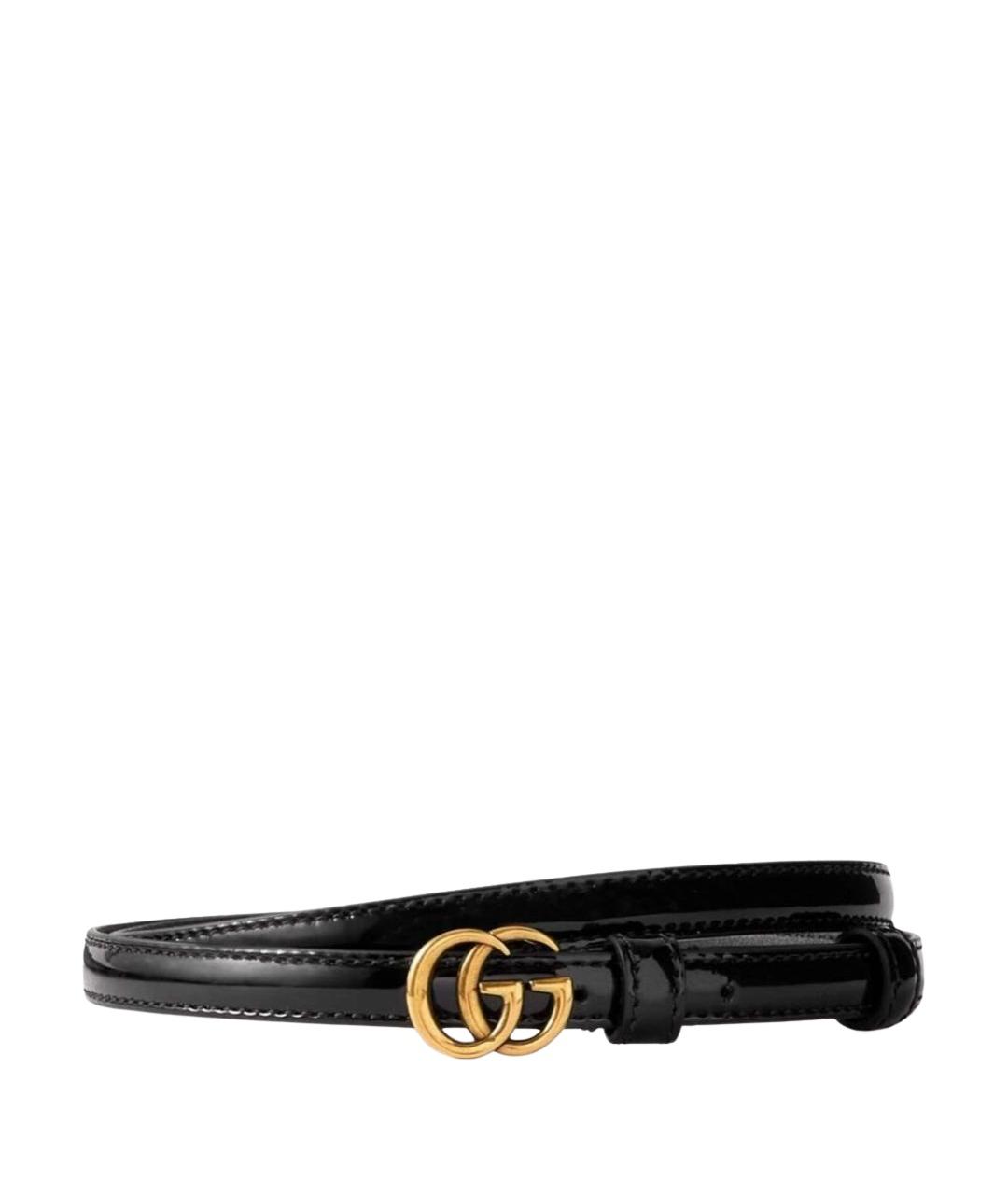 GUCCI Черный ремень из лакированной кожи, фото 1