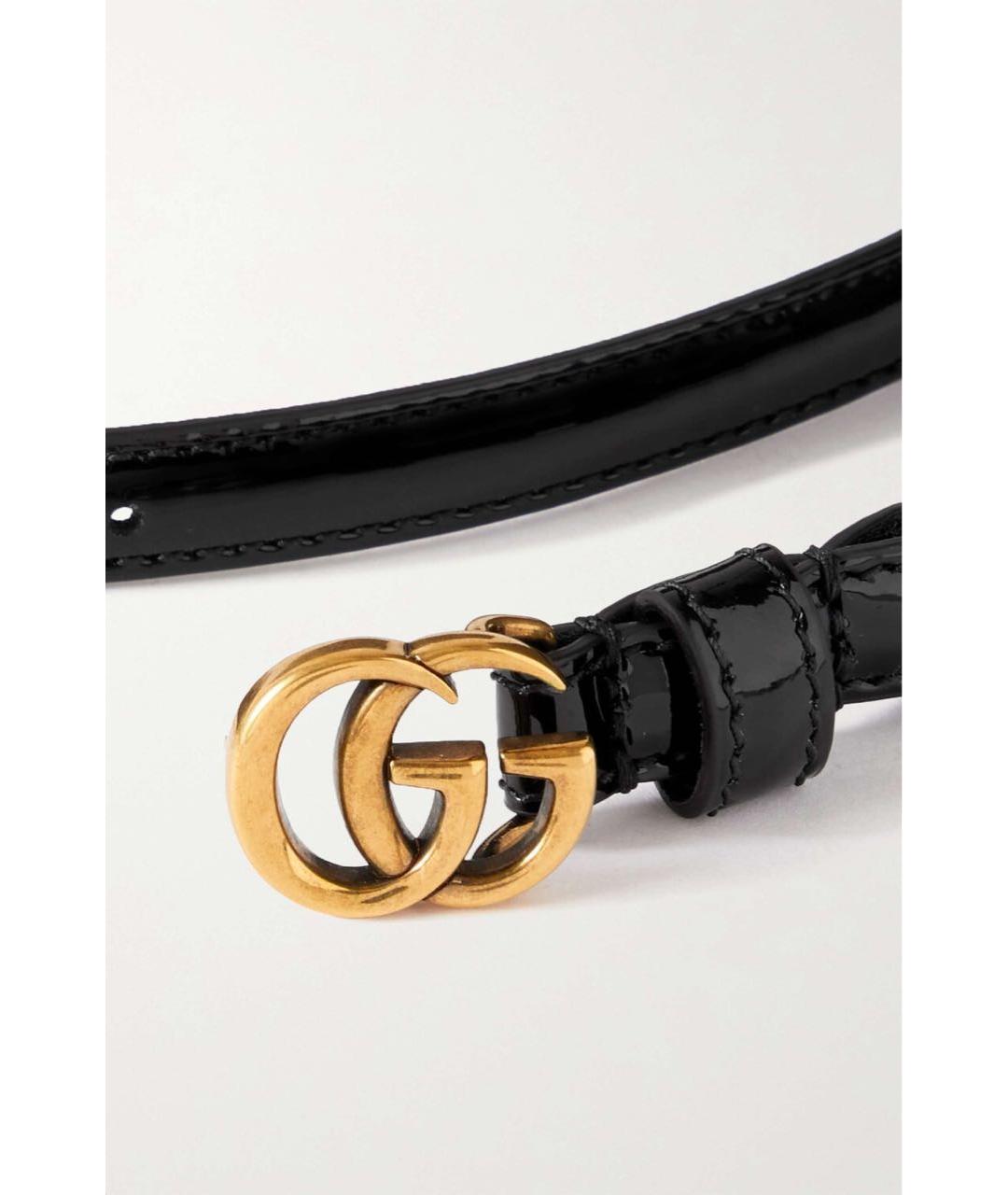 GUCCI Черный ремень из лакированной кожи, фото 2