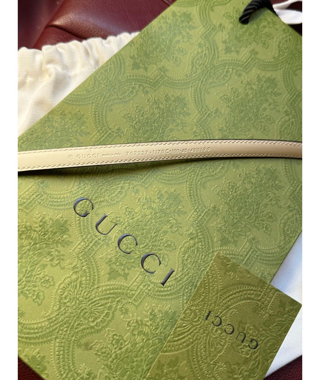 GUCCI Белый ремень из лакированной кожи, фото 6