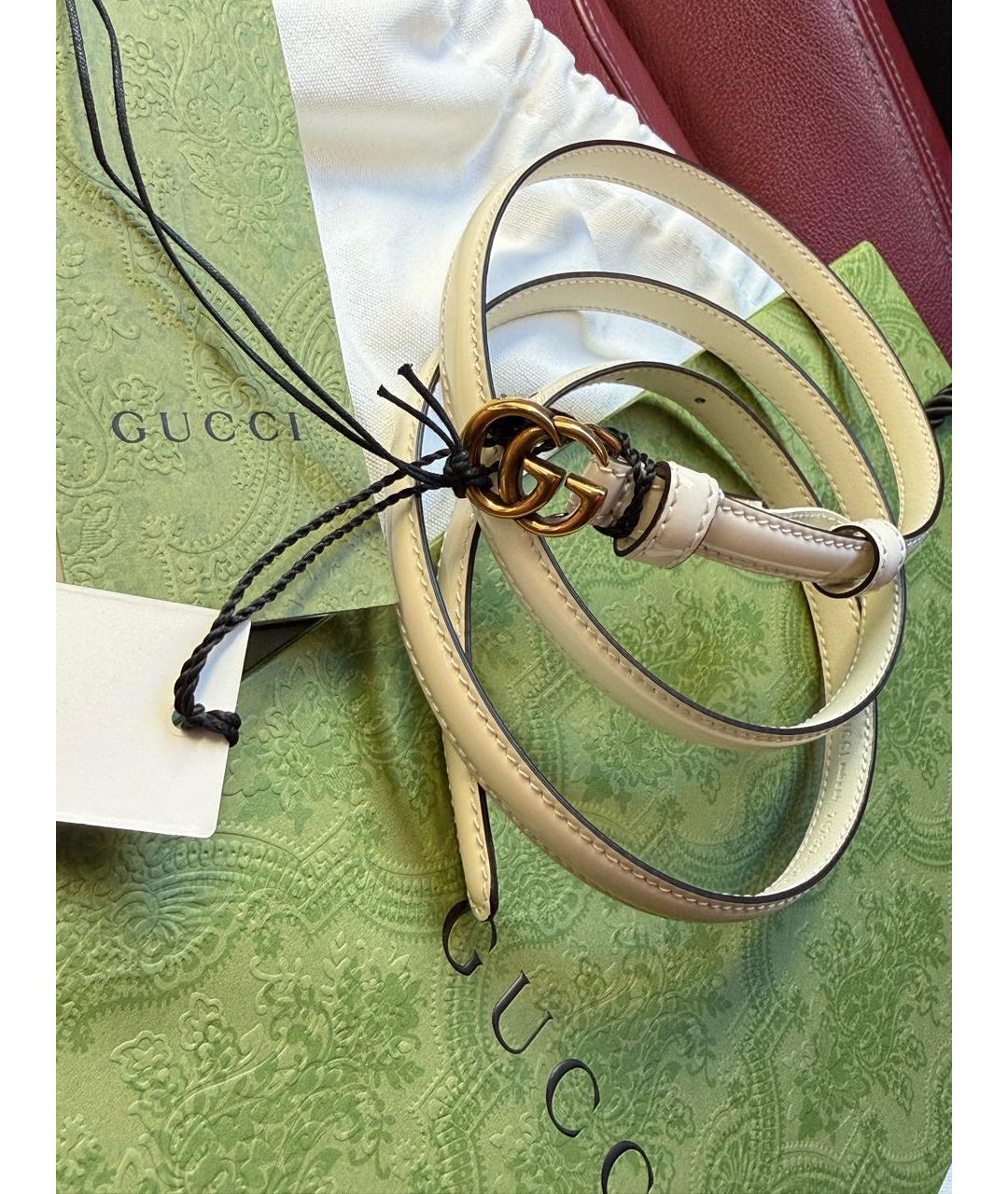 GUCCI Белый ремень из лакированной кожи, фото 8