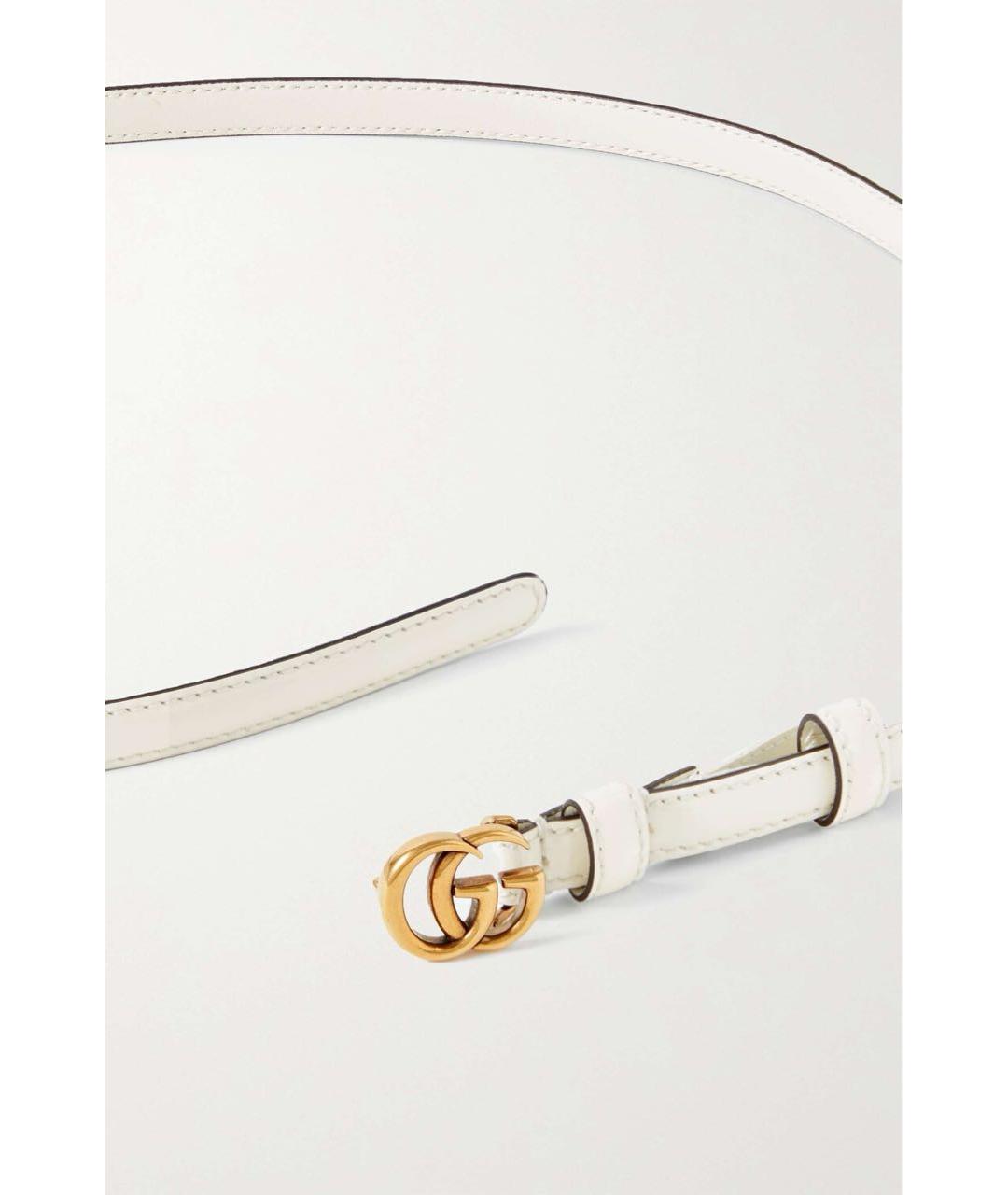 GUCCI Белый ремень из лакированной кожи, фото 2