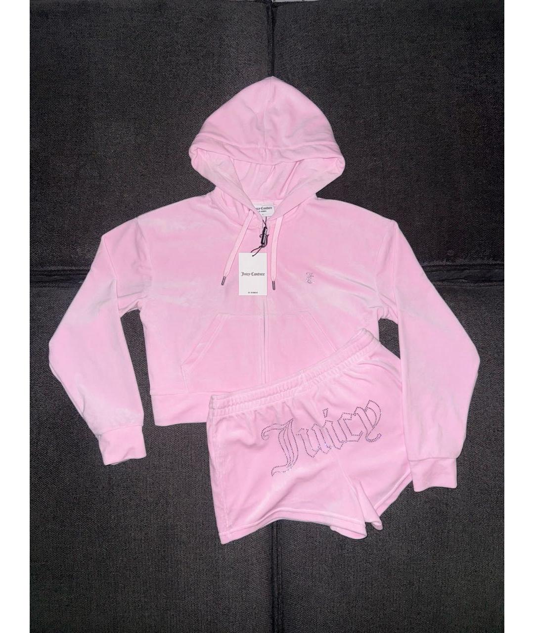 JUICY COUTURE Розовый велюровый костюм с брюками, фото 3