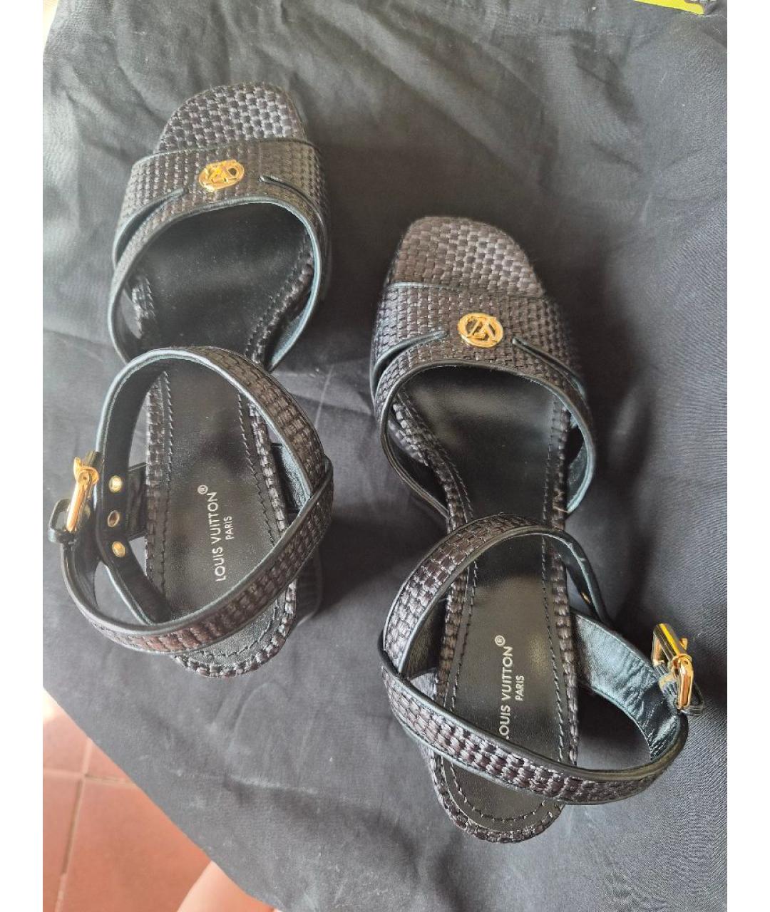 LOUIS VUITTON Черные кожаные босоножки, фото 3