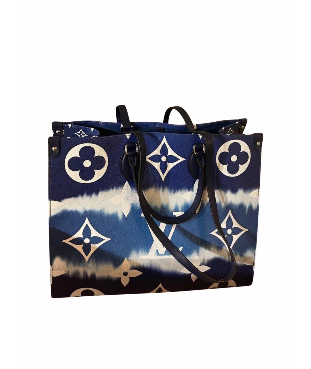 LOUIS VUITTON Синяя кожаная сумка тоут, фото 1