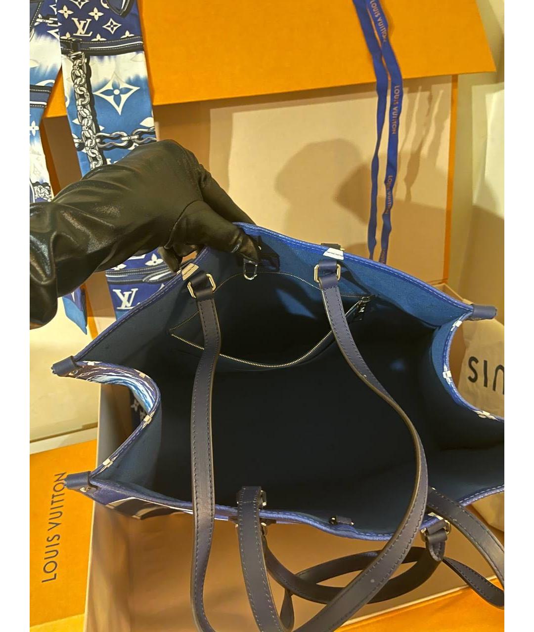 LOUIS VUITTON Синяя кожаная сумка тоут, фото 2