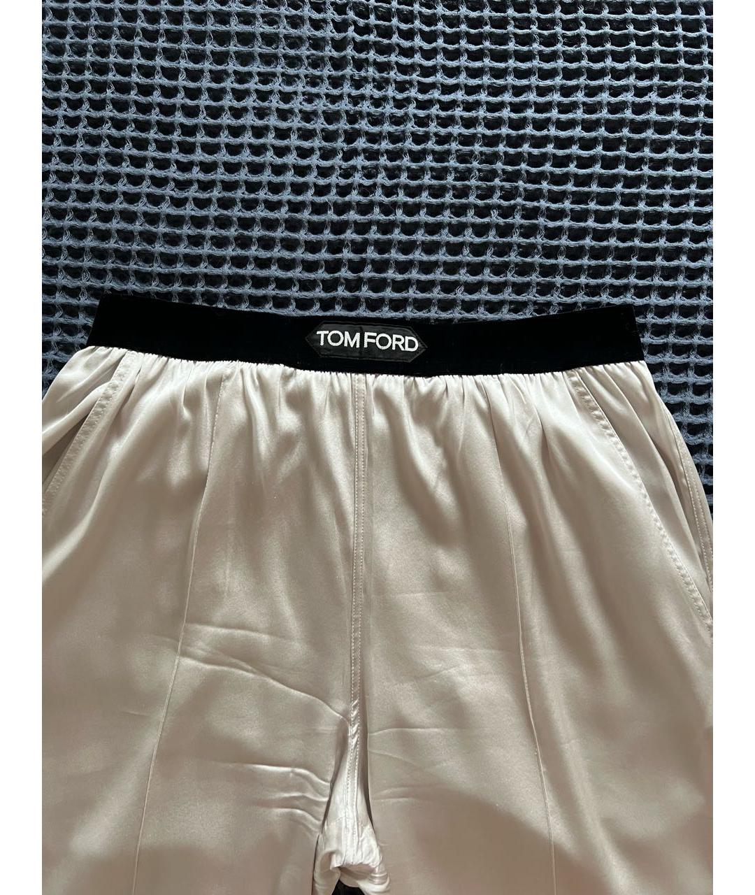 TOM FORD Бежевые шелковые прямые брюки, фото 3