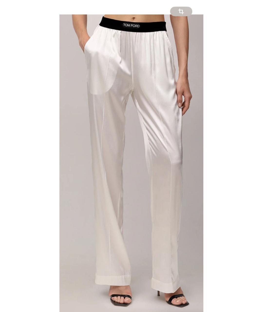 TOM FORD Бежевые шелковые прямые брюки, фото 5