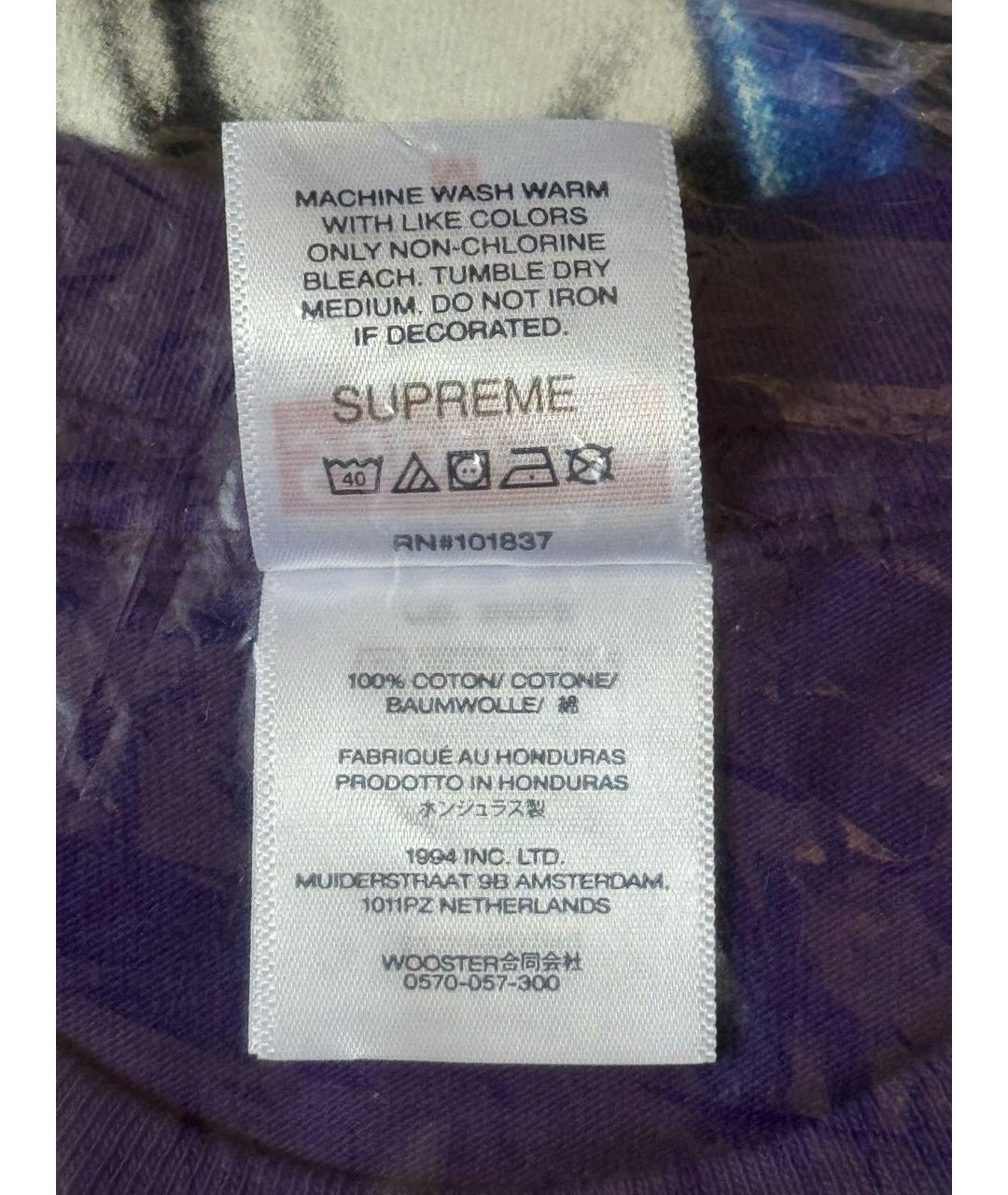 SUPREME Фиолетовая хлопковая футболка, фото 7