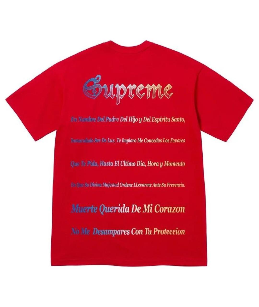 SUPREME Красная хлопковая футболка, фото 2