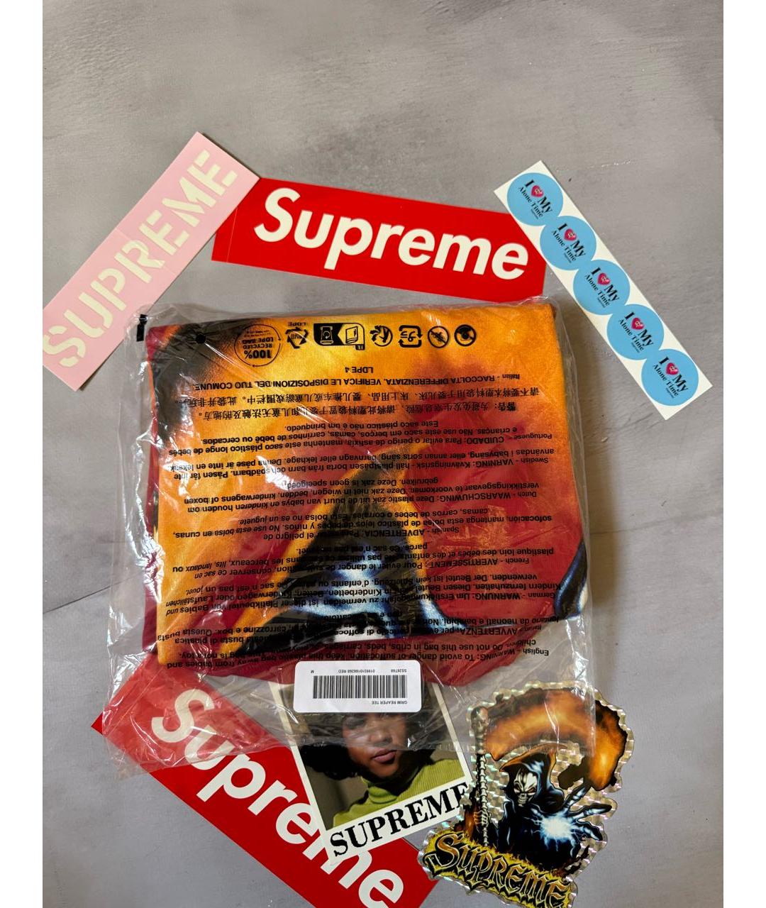 SUPREME Красная хлопковая футболка, фото 4
