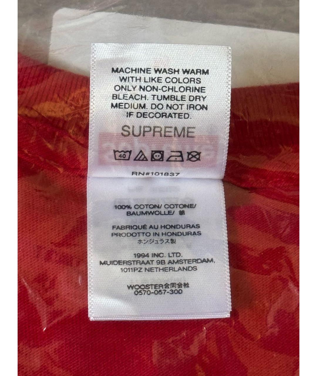 SUPREME Красная хлопковая футболка, фото 7