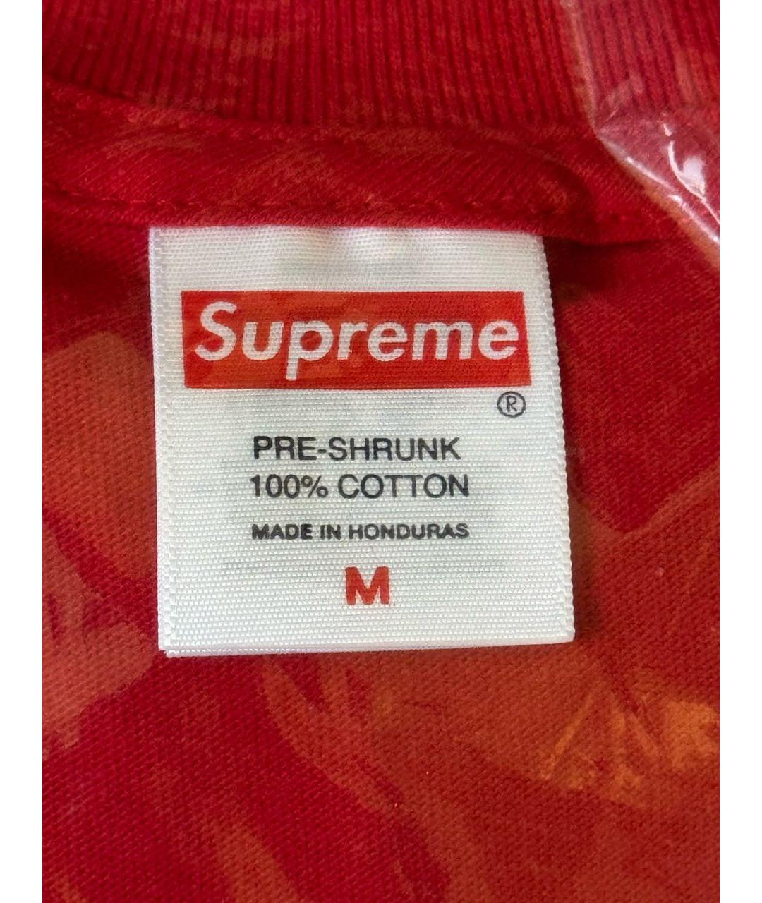 SUPREME Красная хлопковая футболка, фото 6
