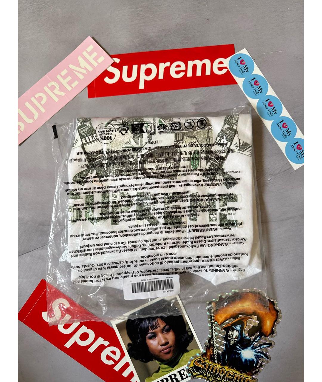 SUPREME Белая хлопковая футболка, фото 3