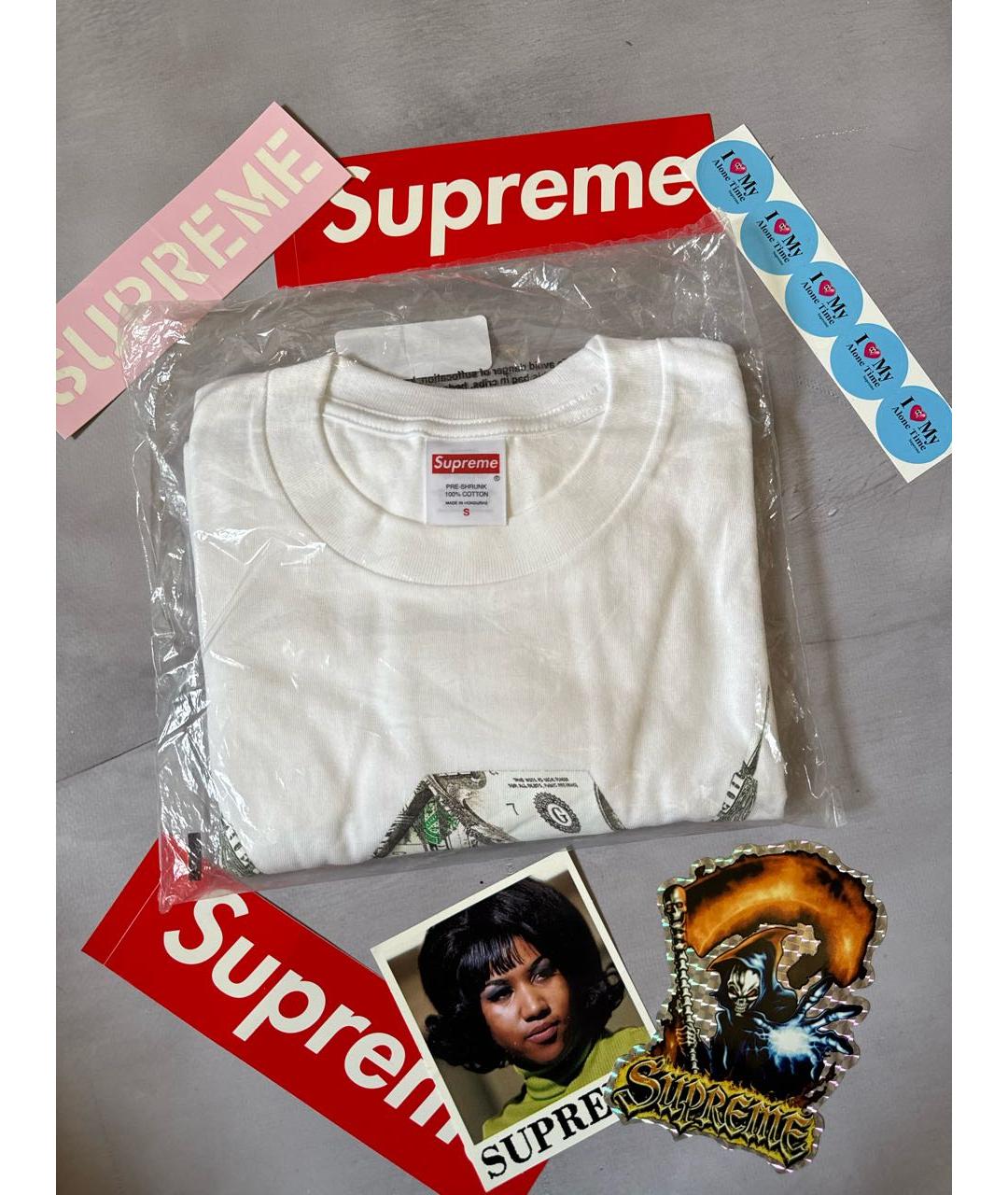 SUPREME Белая хлопковая футболка, фото 2