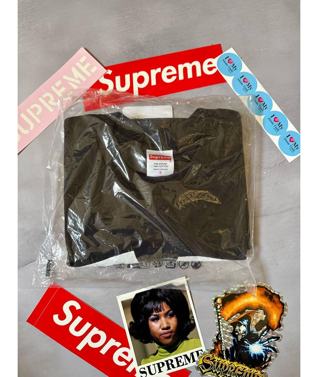 SUPREME Черная хлопковая футболка, фото 3