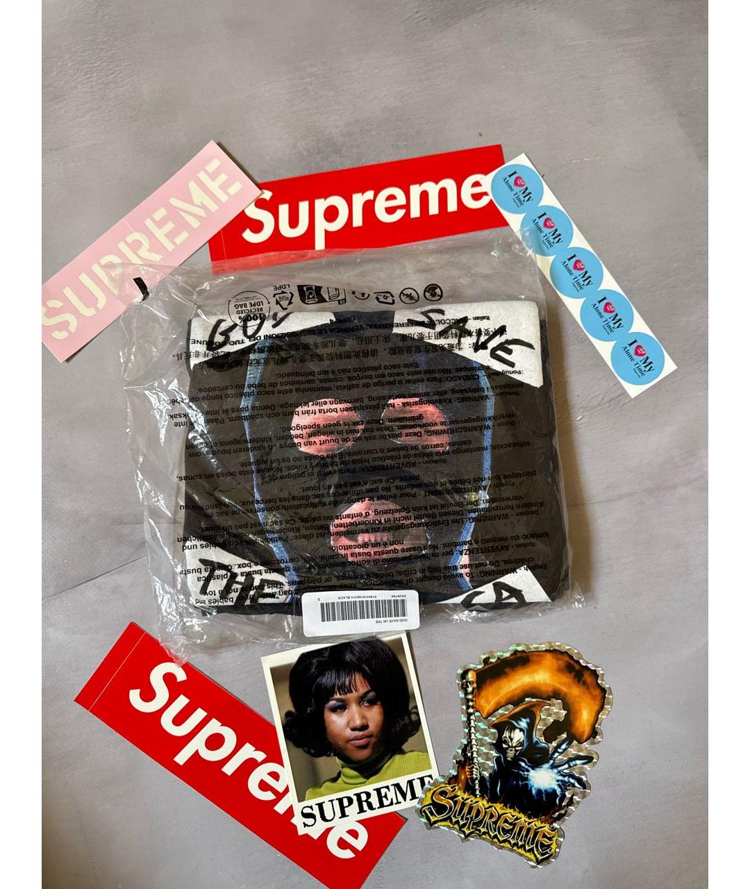 SUPREME Черная хлопковая футболка, фото 4